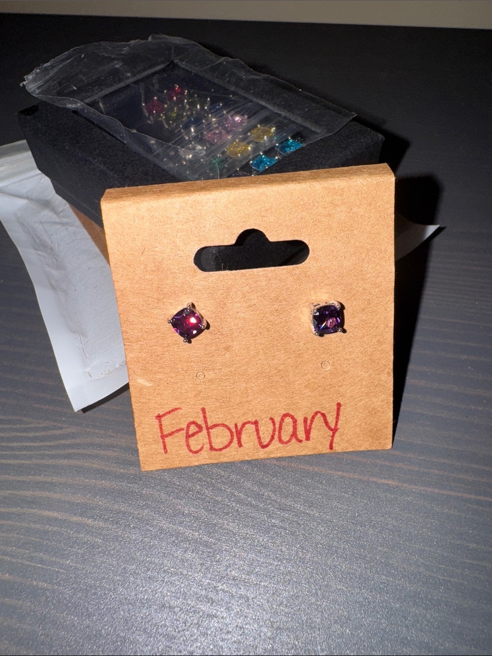 February - Ivy Sharpe Silver Plated Birthstone Cubic Zirconia Stud Earrings‎ NEW